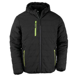 Result R240X - Recycled black compass quilted jacket Czarno/limonkowy