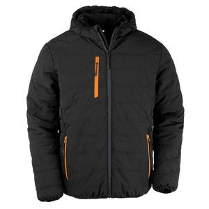 Result R240X - Recycled black compass quilted jacket Czarno/pomarańczowy