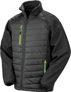 Result R237X - BLACK COMPASS PADDED SOFT SHELL JACKET Czarno/limonkowy