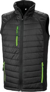 Result R238X - BLACK COMPASS PADDED SOFT SHELL GILET Czarno/limonkowy