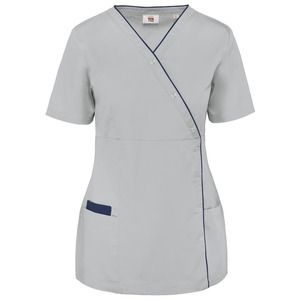 WK. Designed To Work WK506 - Ladies’ polycotton smock with press studs Snow Grey