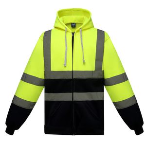 Yoko YHVK07 - Full Zip Hooded Sweatshirt Odblaskowy żółty/ granat