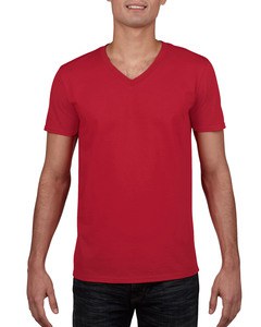 GILDAN GIL64V00 - T-shirt V-Neck SoftStyle SS for him Czerwony