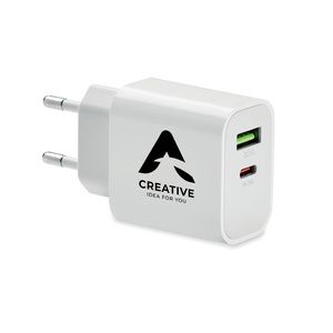 GiftRetail MO6879 - PORT Ładowarka USB 18W 2 porty Biały