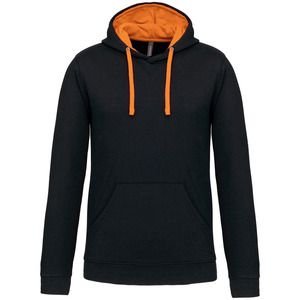 Kariban K446 - CONTRAST HOODED SWEATSHIRT Czarno/pomarańczowy