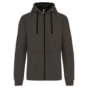 Kariban K466 - Contrast hooded full zip sweatshirt Ciemnoszaro/czarny