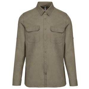 Kariban K590 - Men's long-sleeved safari shirt Jasne kaki