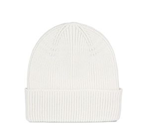 K-up KP950 - Ribbed beanie with turn-up Złamana biel