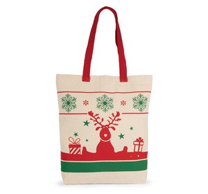 Kimood KI0733 - Shopping bag with Christmas patterns Naturalny