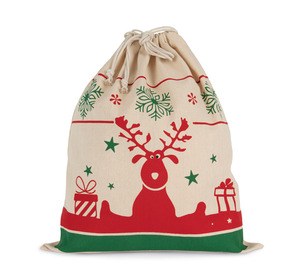 Kimood KI0735 - Drawstring bag with Christmas patterns Naturalny