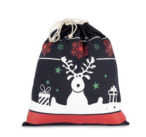 Kimood KI0735 - Drawstring bag with Christmas patterns Nocny granat
