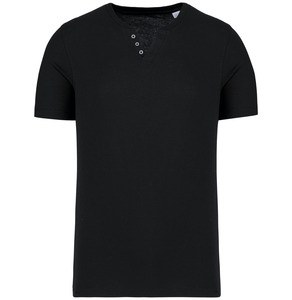 Kariban KNS302 - V-neck t-shirt with buttons - 140 gsm Black
