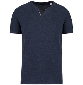Kariban KNS302 - V-neck t-shirt with buttons - 140 gsm Navy Blue Heather