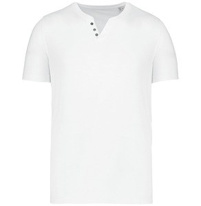 Kariban KNS302 - V-neck t-shirt with buttons - 140 gsm Biały