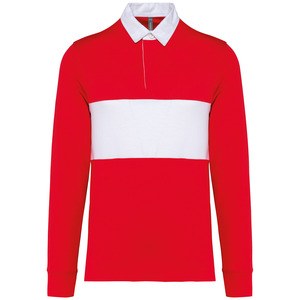 PROACT PA429 - Long-sleeved rugby polo shirt Sportowa czerwień/biel