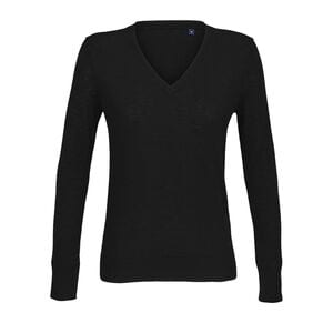 NEOBLU 03988 - Sullivan Women Damski Sweter Z Kołnierzem W Serek Głęboka czerń