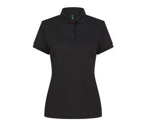 HENBURY HY466 - LADIES' RECYCLED POLYESTER POLO SHIRT Black