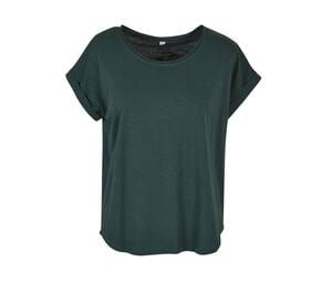 Build Your Brand BY036 - T-shirt damski z długim tyłem Butelkowa zieleń