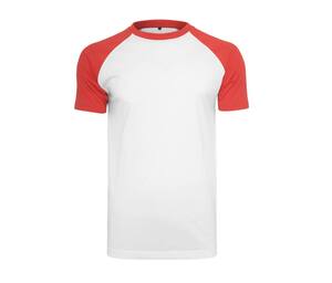 Build Your Brand BY007 - Beseball T-shirt Biało/czerwony