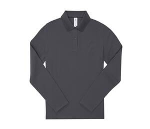 B&C BCW462 - Ladies' long sleeve poloshirt Ciemna szarość