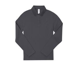 B&C BCW464 - Ladies' long sleeve 210 poloshirt Ciemna szarość