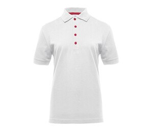 BLACK&MATCH BM101 - Ladies' contrasting button poloshirt Biało/czerwony