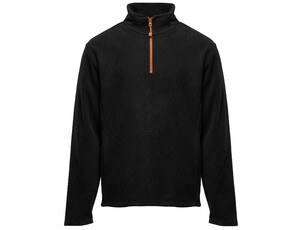 BLACK&MATCH BM505 - 1/4 zip fleece jacket Czarno/pomarańczowy