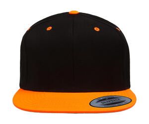 Classics 6089MT - Dwukolorowa czapka z płaskim daszkiem Black/Neon Orange