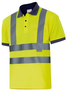 Velilla 305502 - HV SS TWO-TONE POLO MARINE BLUE/HI-VIS YELLOW