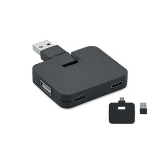 GiftRetail MO2254 - SQUARE-C 4-portowy USB Czarny