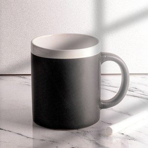 EgotierPro 28199 - Kubek ceramiczny 300 ml z kredą SLATE Biały