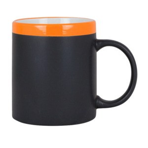 EgotierPro 28199 - Kubek ceramiczny 300 ml z kredą SLATE Pomarańczowy