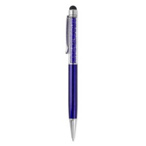 EgotierPro 33584 - Długopis aluminiowy z diamentami, wskaźnik dotykowy DIAMONDS Niebieski