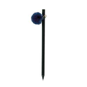 EgotierPro 37532 - Czarny drewniany ołówek z kolorowym pomponem GINGER Niebieski