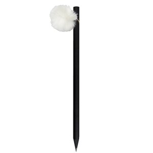 EgotierPro 37532 - Czarny drewniany ołówek z kolorowym pomponem GINGER Biały