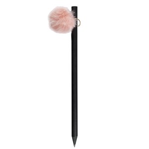 EgotierPro 37532 - Czarny drewniany ołówek z kolorowym pomponem GINGER Różowy