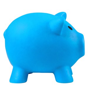 EgotierPro 38075 - Świnka-skarbonka z plastiku w zabawnych kolorach MONEY Niebieski
