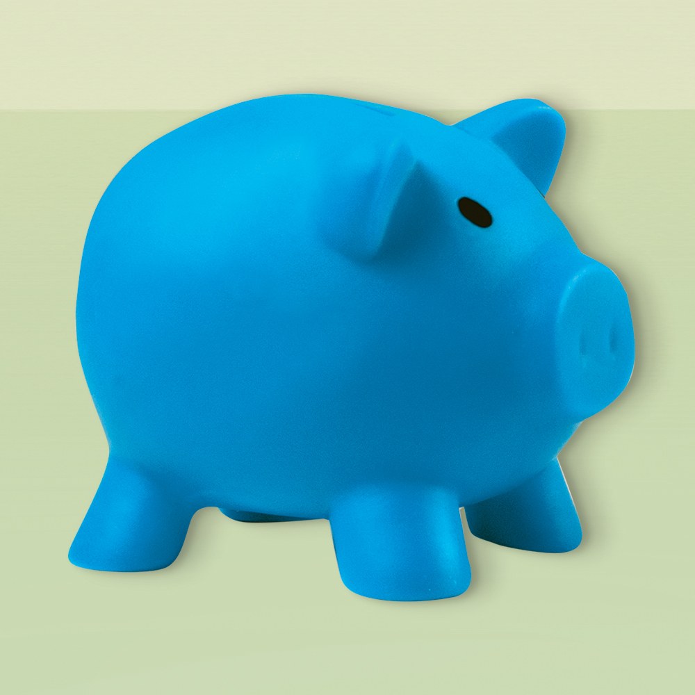 EgotierPro 38075 - Świnka-skarbonka z plastiku w zabawnych kolorach MONEY