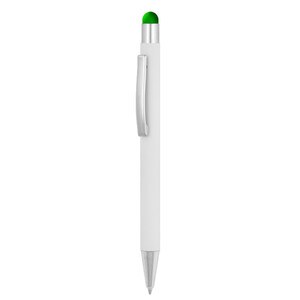 EgotierPro 39049 - Długopis z gumowym wykończeniem, aluminiowy, laserowy DATA Zielony