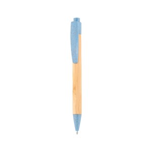 EgotierPro 50016 - Długopis z bambusa z częściami z PP i włókna pszenicznego MALMO Niebieski