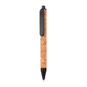 EgotierPro 50014 - Długopis z korka z częściami z PP i włókna pszenicznego SWEDEN Czarny