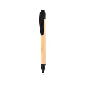 EgotierPro 50016 - Długopis z bambusa z częściami z PP i włókna pszenicznego MALMO Czarny