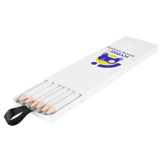 EgotierPro 50033 - Zestaw 6 białych ołówków w pudełku WRITER