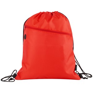 EgotierPro 50045 - Plecak ściągany z RPET z kieszenią i wyjściem na słuchawki CLIMATE Czerwony