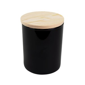 EgotierPro 50704 - Świeca zapachowa w szklanym pojemniku z bambusową pokrywką, 140g LEVANTI Czarny
