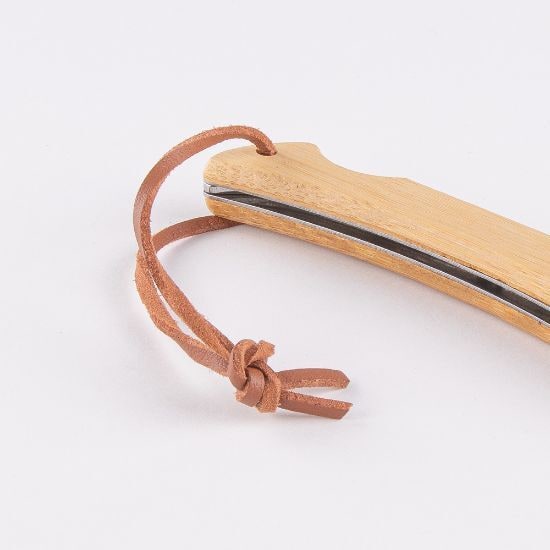 EgotierPro 52542 - Nóż ze stali nierdzewnej i bambusa z ozdobnym sznurkiem HABA