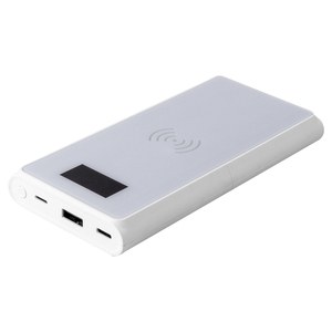 EgotierPro 53565 - Power bank 10.000 mAh, bezprzewodowa ładowarka 5W, certyfikat recyklingu MOKU Biały