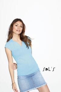 SOLS 11165 - WOMENS CURVED V-NECK T-SHIRT WITH CAP SLEEVES MINT