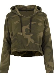 Build Your Brand BY065 - Ladies Camo Cropped Hoody