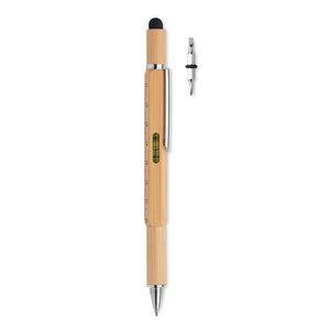 GiftRetail MO6559 - TOOLBAM Bambusowy długopis z poziomicą